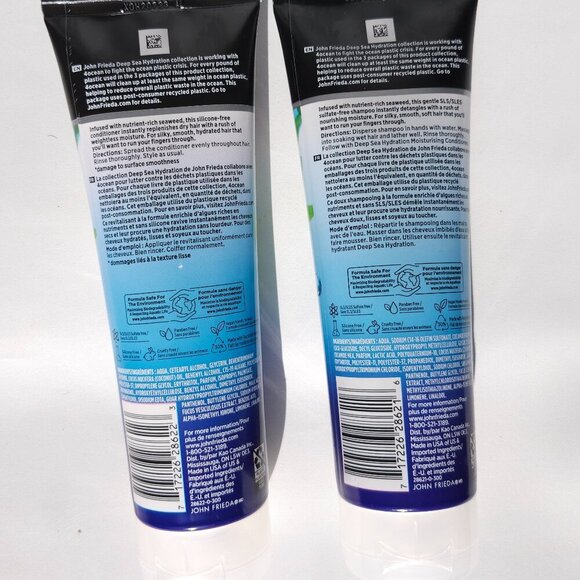 John Frieda Moisturizing Shampoo and Conditioner Set |Deep Sea Hydration Duo NEW - Picture 2 of 2